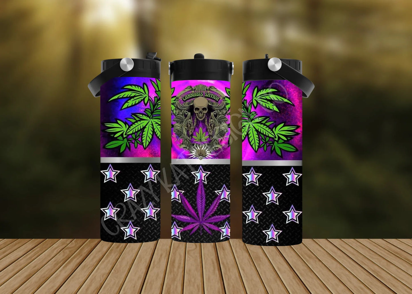 CUSTOMIZABLE CANNABIS SATIVA HOT AND COLD TUMBLERS - Crazy Kat Design Co