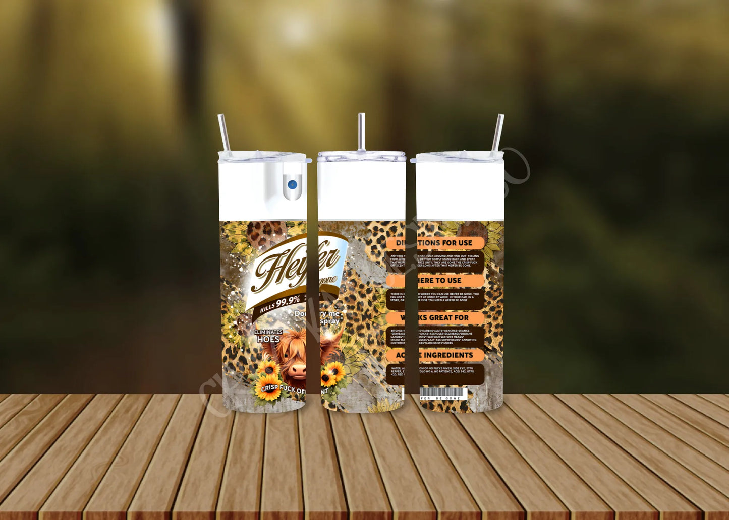 CUSTOMIZABLE HEIFER BE GONE HOT AND COLD TUMBLERS - Crazy Kat Design Co