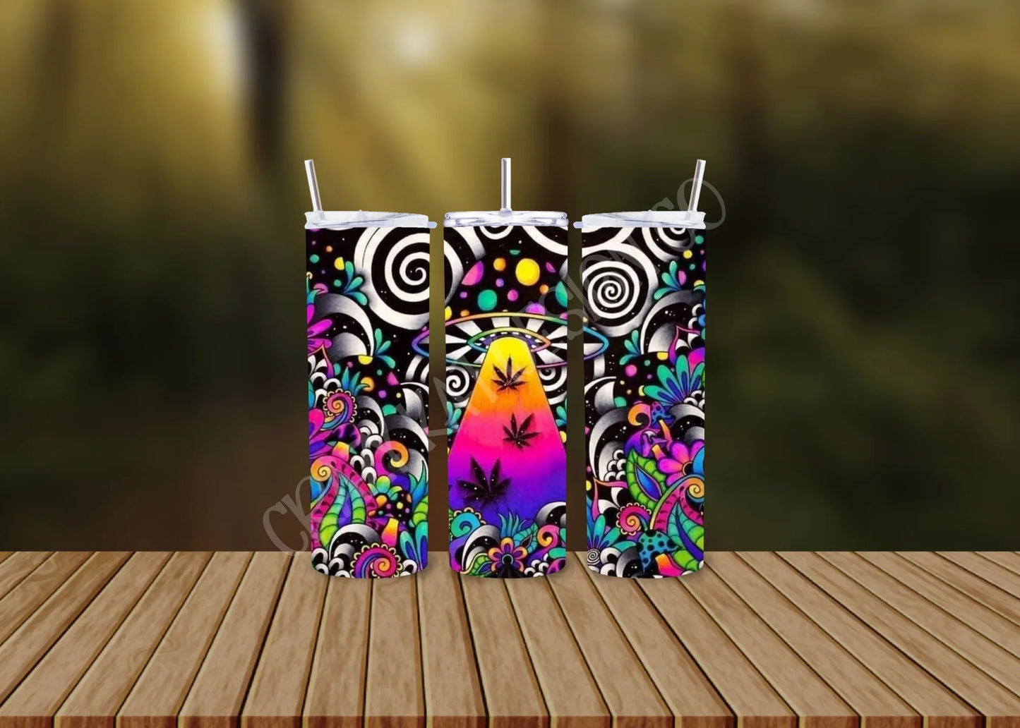 CUSTOMIZABLE UFO WEED ALIEN HOT AND COLD TUMBLERS - Crazy Kat Design Co