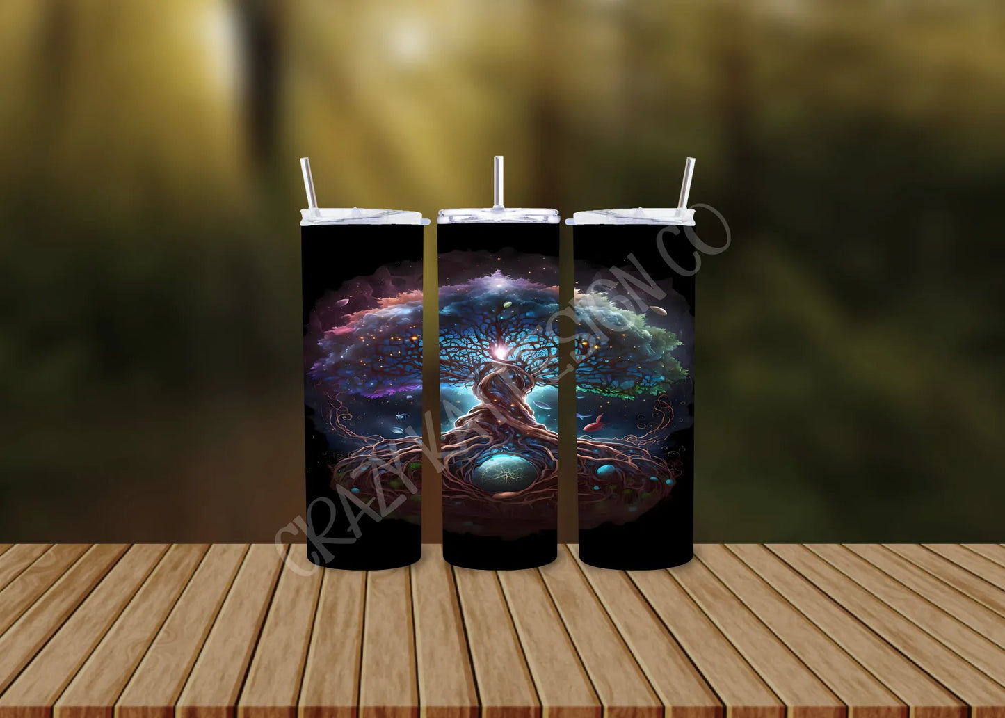 CUSTOMIZABLE GLOWING TREE OF LIFE HOT AND COLD TUMBLERS - Crazy Kat Design Co