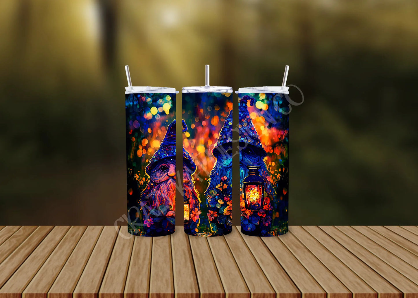 CUSTOMIZABLE GNOME IS THE GARDEN AT NIGHT HOT AND COLD TUMBLERS - Crazy Kat Design Co