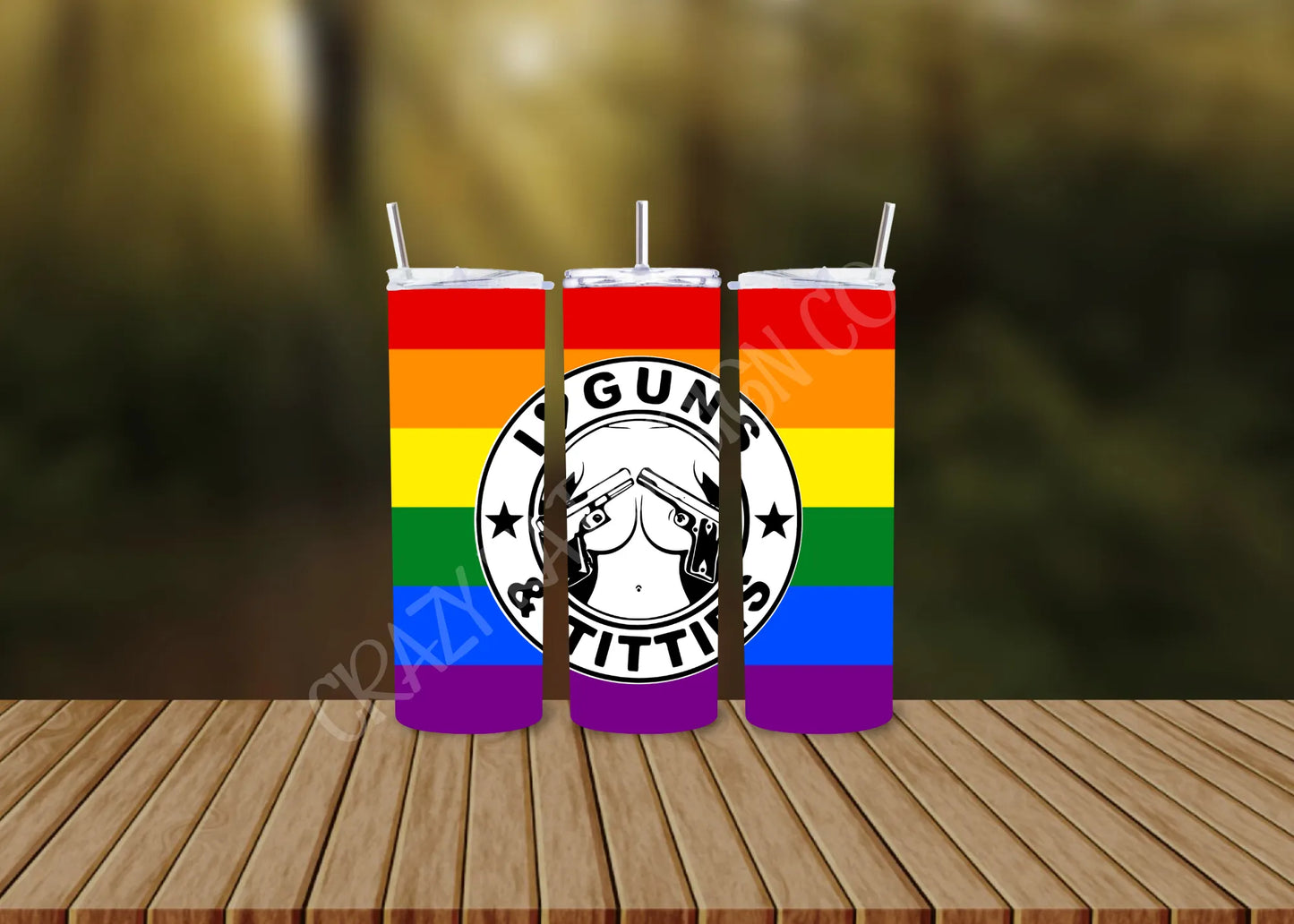 CUSTOMIZABLE I LOVE TITTIES AND GUNS HOT AND COLD TUMBLERS - Crazy Kat Design Co