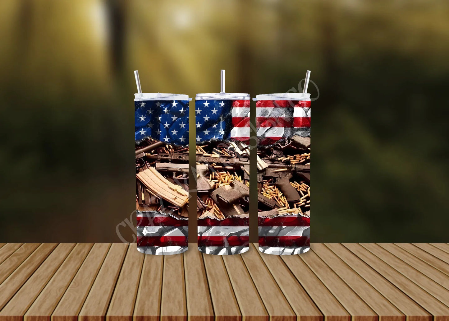 CUSTOMIZABLE 2ND AMENDMENT GUNS AND FLAG HOT AND COLD TUMBLERS - Crazy Kat Design Co