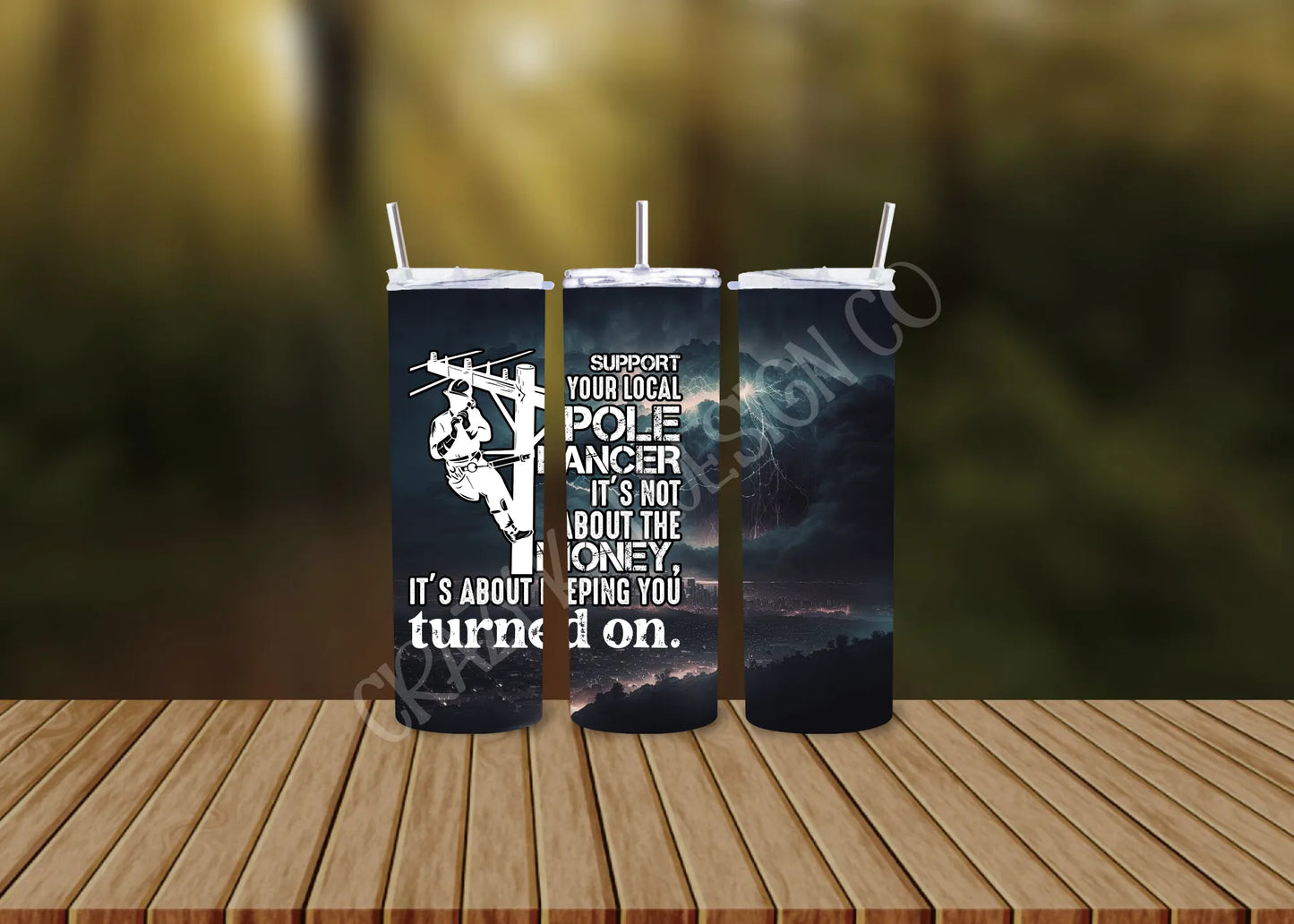 CUSTOMIZABLE LINEMAN POLE DANCE HOT AND COLD TUMBLERS - Crazy Kat Design Co