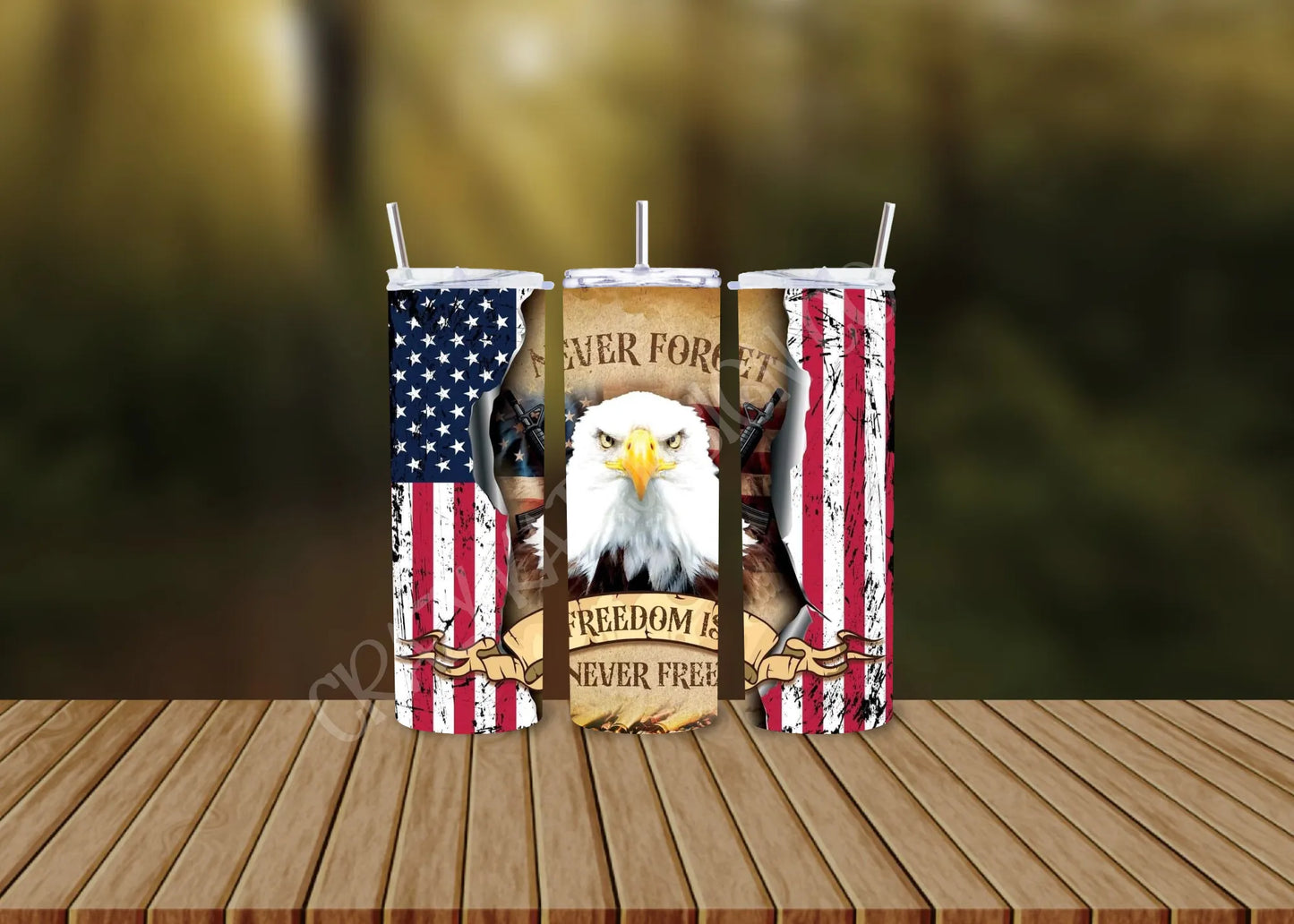CUSTOMIZABLE NEVER FORGET FREEDOM WAS NEVER FREE HOT AND COLD TUMBLERS - Crazy Kat Design Co