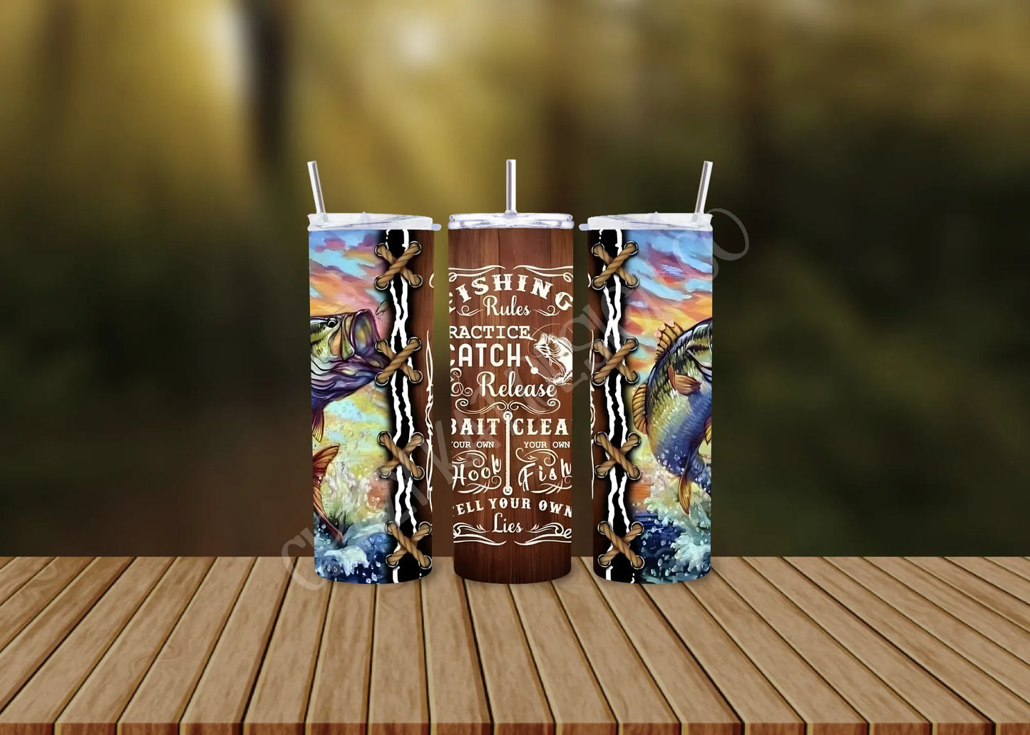 CUSTOMIZABLE FISHING RULES HOT AND COLD TUMBLERS - Crazy Kat Design Co
