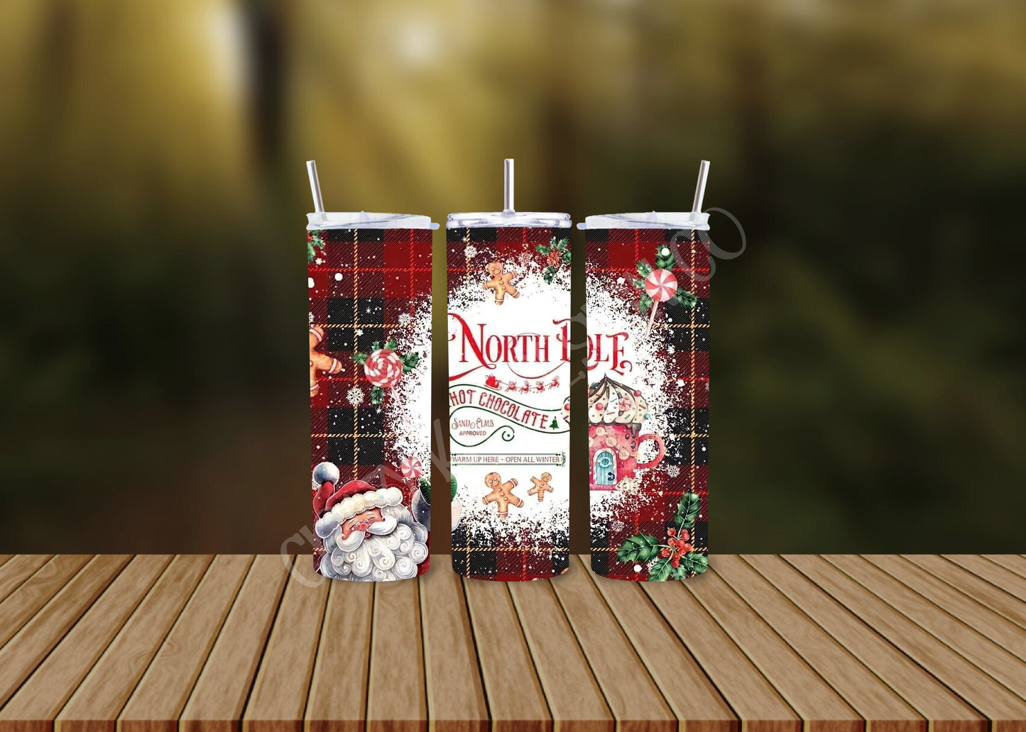 CUSTOMIZABLE SANTA NORTH POLE HOT AND COLD TUMBLERS - Crazy Kat Design Co