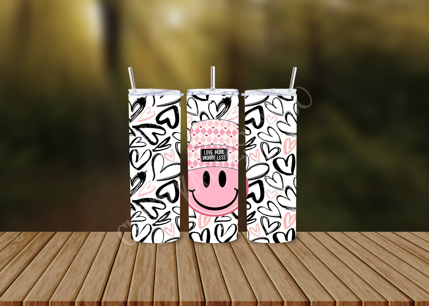 CUSTOMIZABLE LOVE MORE WORRY LESS HOT AND COLD TUMBLERS - Crazy Kat Design Co