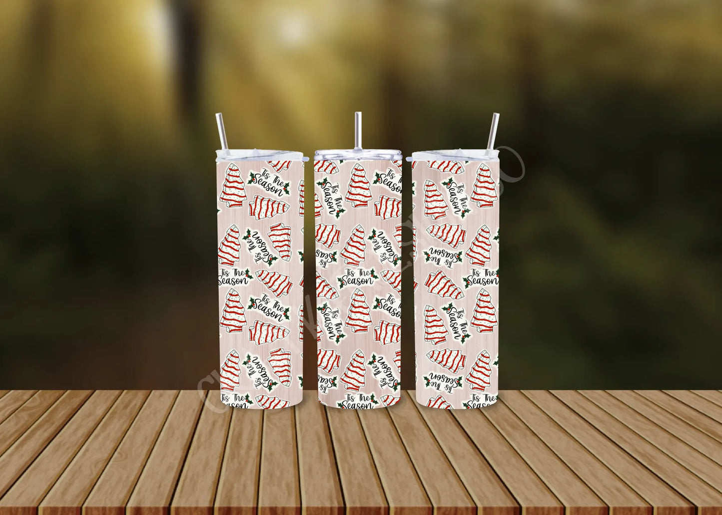 CUSTOMIZABLE CHRISTMAS TREE SNACK HOT AND COLD TUMBLERS - Crazy Kat Design Co