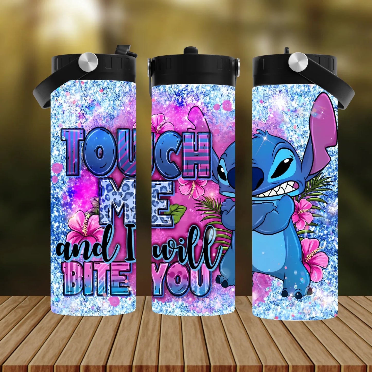 CUSTOMIZABLE TOUCH ME AND ILL BITE YOU STITCH HOT AND COLD TUMBLER - Crazy Kat Design Co