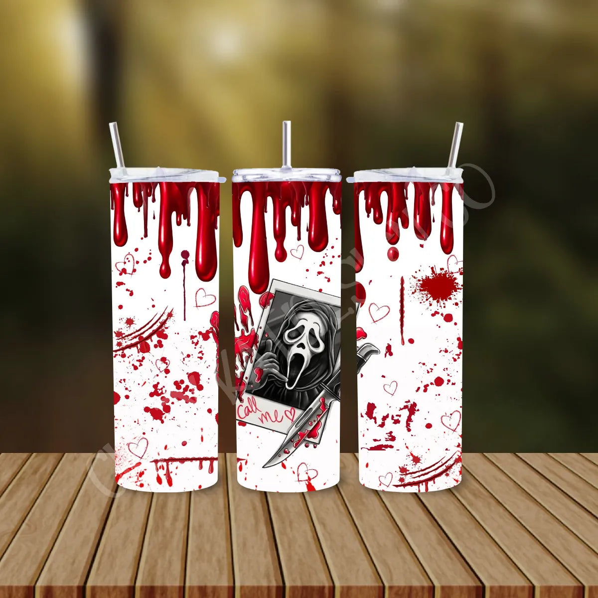 CUSTOMIZABLE GHOST FACE JASON HOT AND COLD TUMBLER - Crazy Kat Design Co