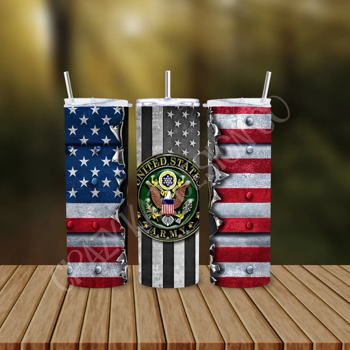 CUSTOMIZABLE UNITED STATES ARMY AMERICAN FLAG HOT AND COLD TUMBLERS - Crazy Kat Design Co