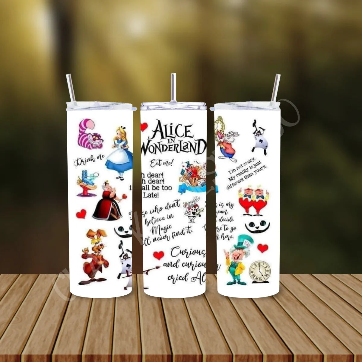 CUSTOMIZABLE ALICE IN WONDERLANDS HOT AND COLD TUMBLER - Crazy Kat Design Co
