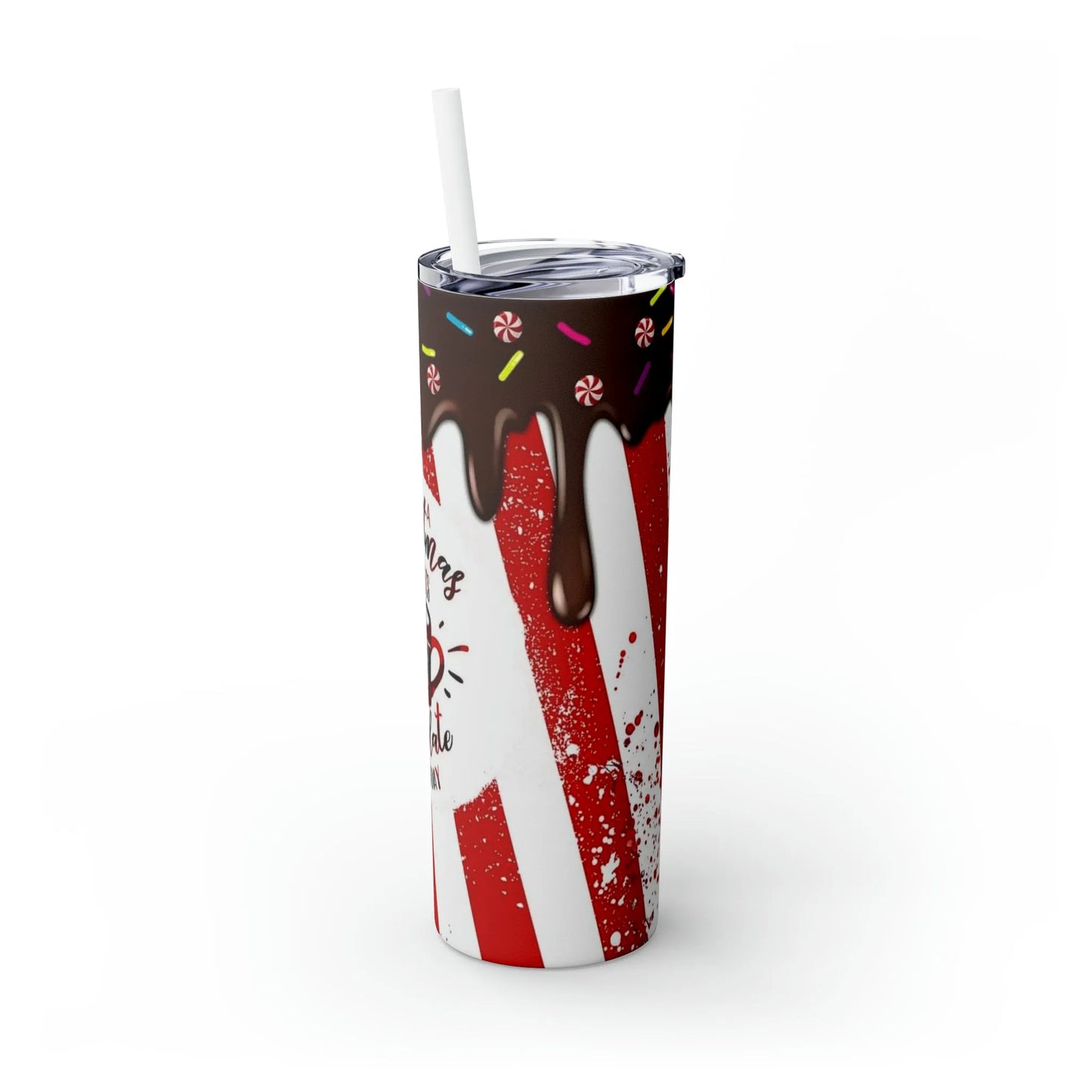 It’s a Christmas Movie Kind Of Day Skinny Tumbler with Straw, 20oz - Crazy Kat Design Co