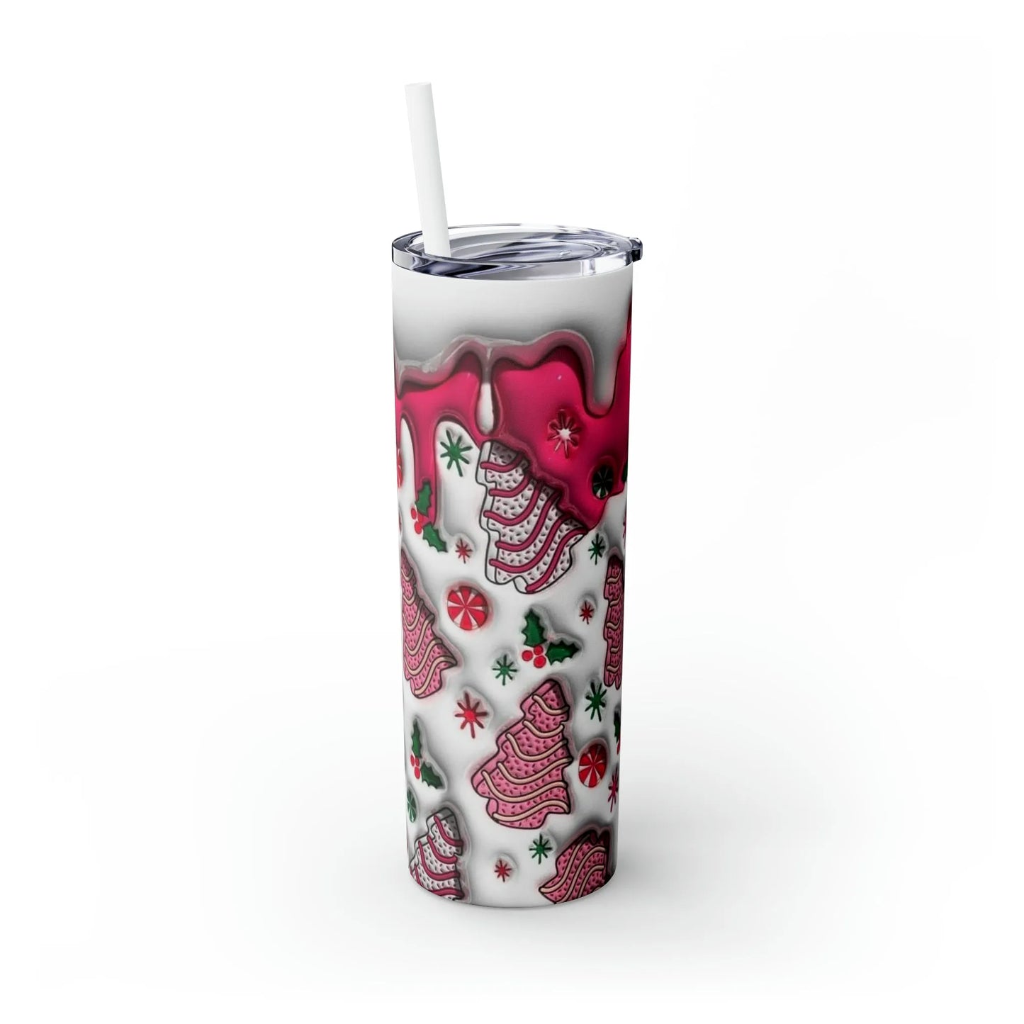 Christmas tree snack cakes Skinny Tumbler with Straw, 20oz - Crazy Kat Design Co
