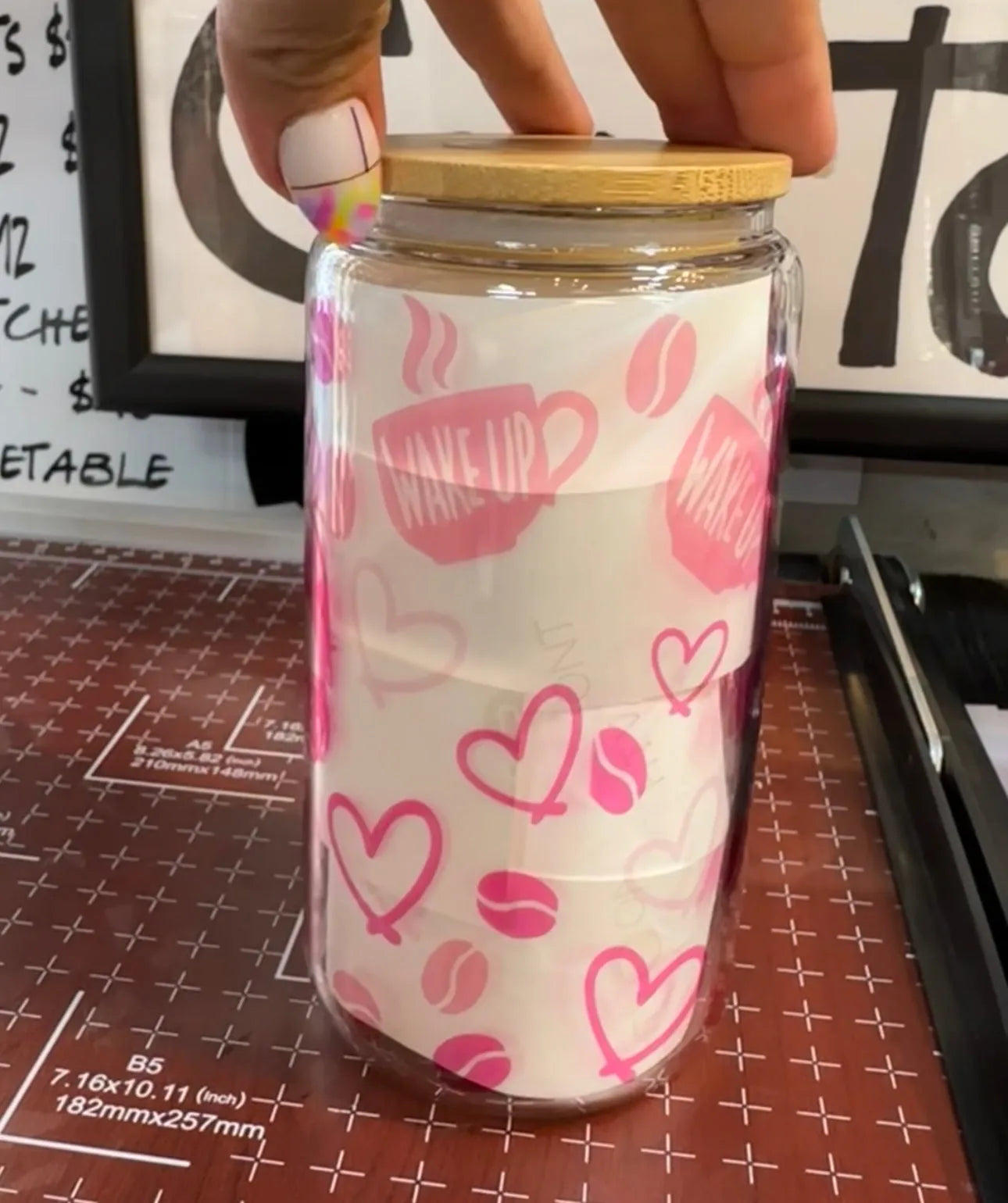 First coffee than Mom Sh*t glass tumbler with bamboo lid - Crazy Kat Design Co