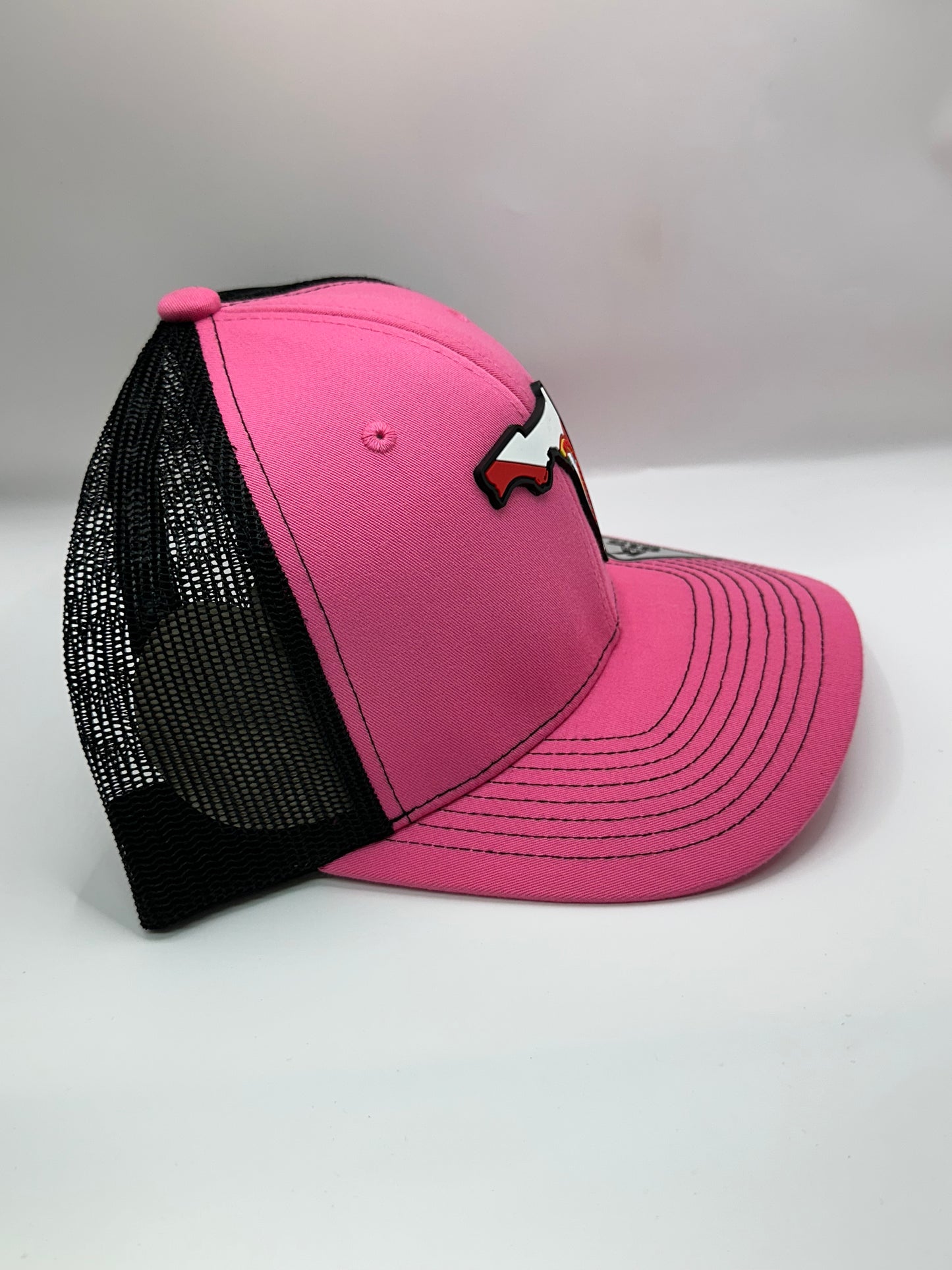 Florida State Flag PVC Patch Kamel 815 Snapback Mesh Trucker Cap Slight Curve Hat Structured Mesh Back Adjustable Baseball Hat