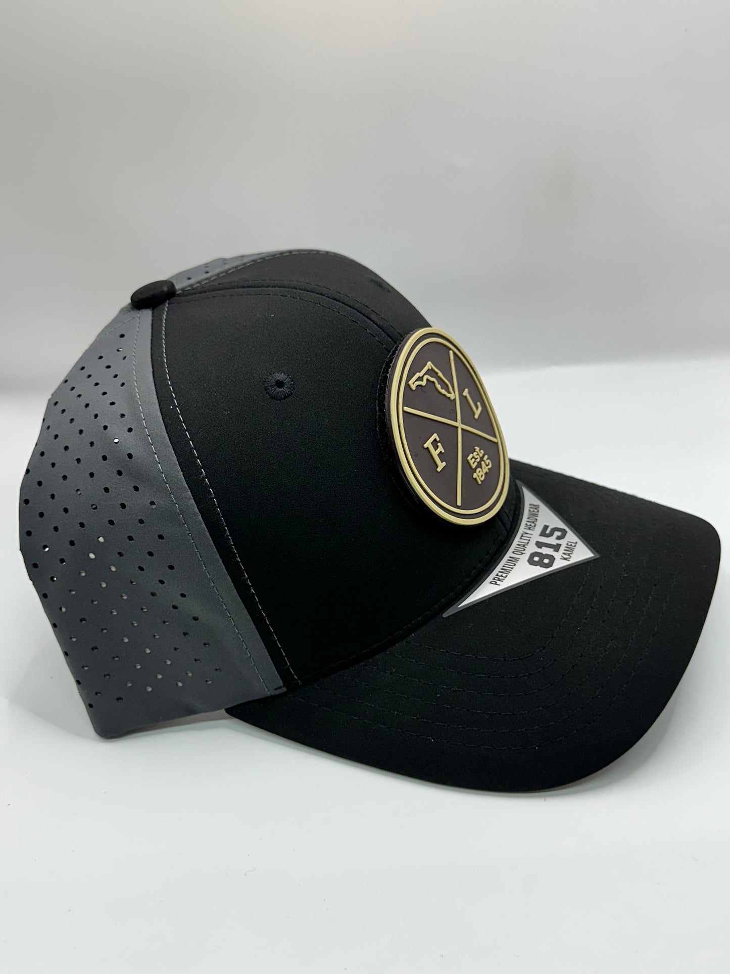 Florida Removable Circle PVC Patch Kamel 815 Snapback Mesh Trucker Cap Slight Curve Hat Structured Mesh Back Adjustable Baseball Hat