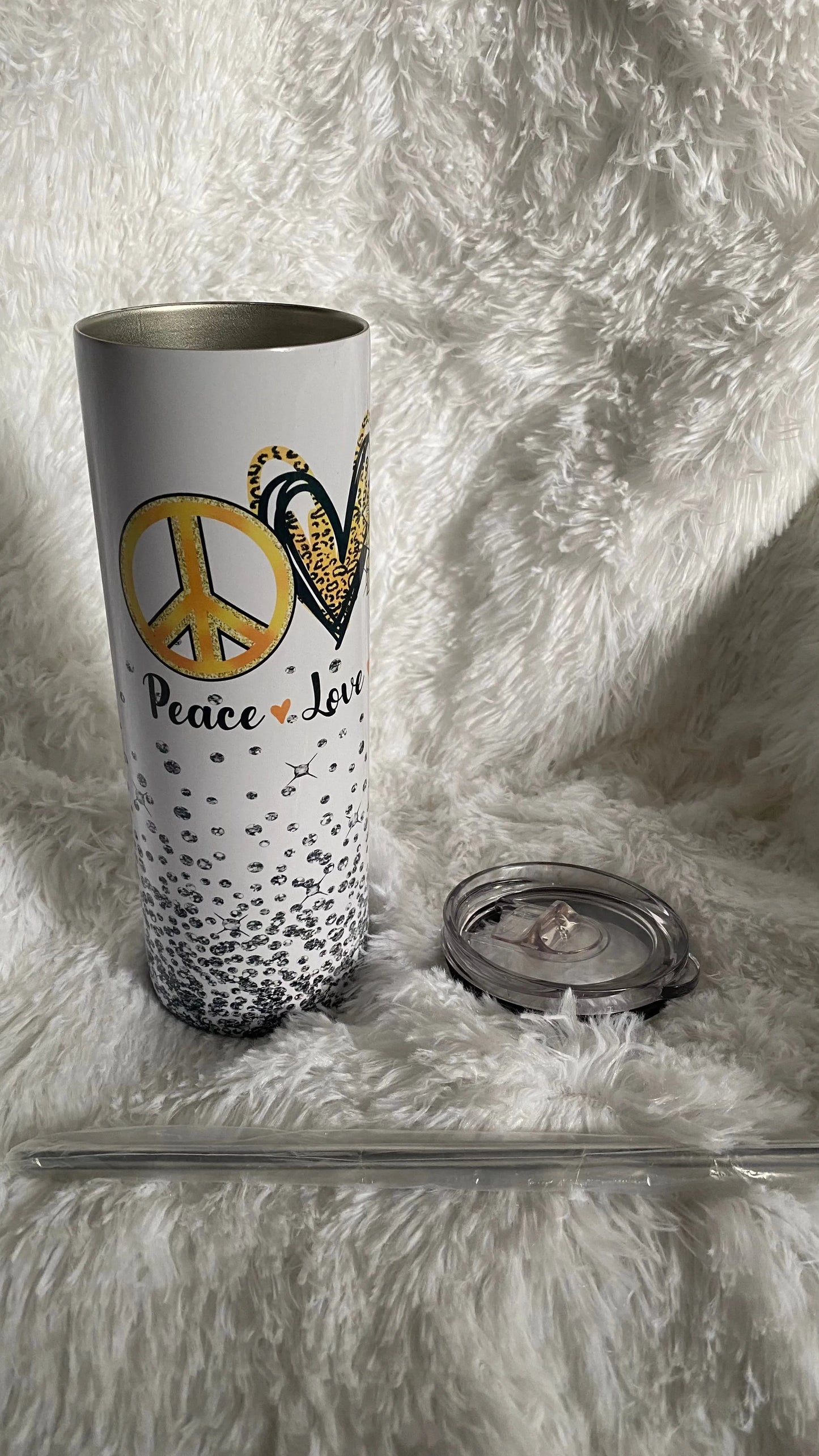 CUSTOMIZABLE PEACE LOVE AND SUNFLOWERS HOT AND COLD TUMBLER - Crazy Kat Design Co