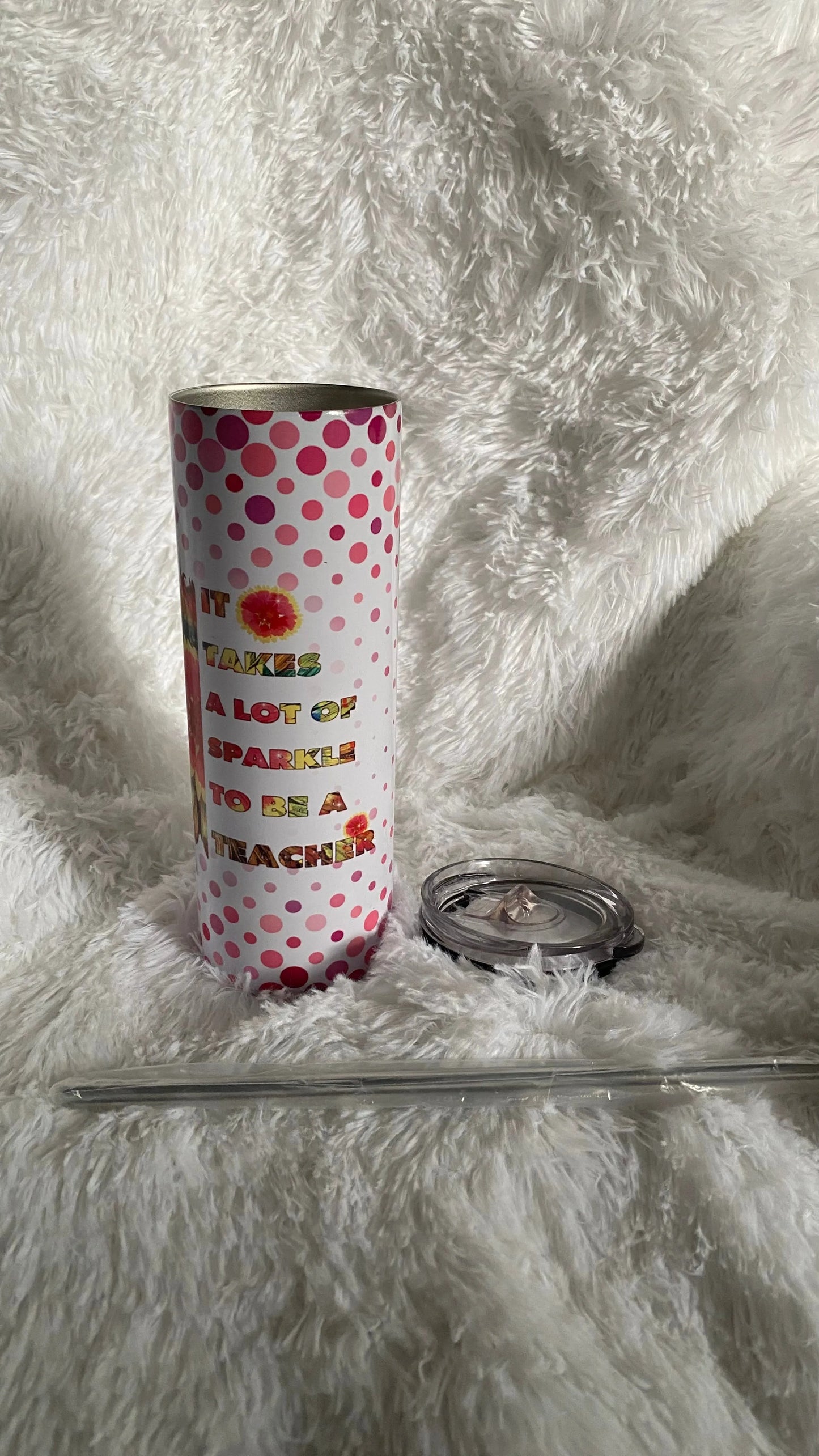 CUSTOMIZABLE IT TAKES A LOT OF SPARKLE TO BE A TEACHER HOT AND COLD TUMBLER - Crazy Kat Design Co