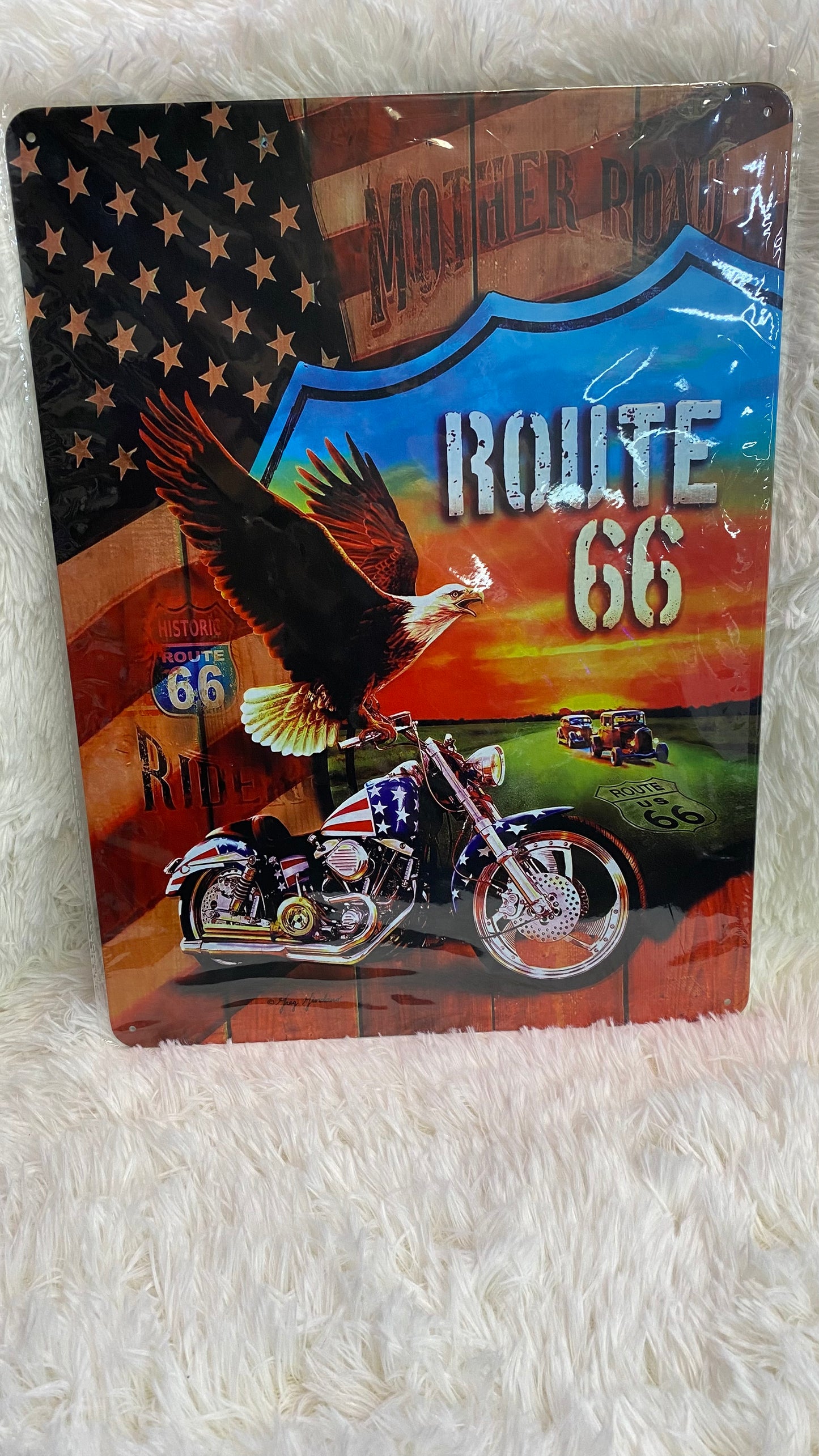 ROUTE 66 METAL SIGN - Crazy Kat Design Co