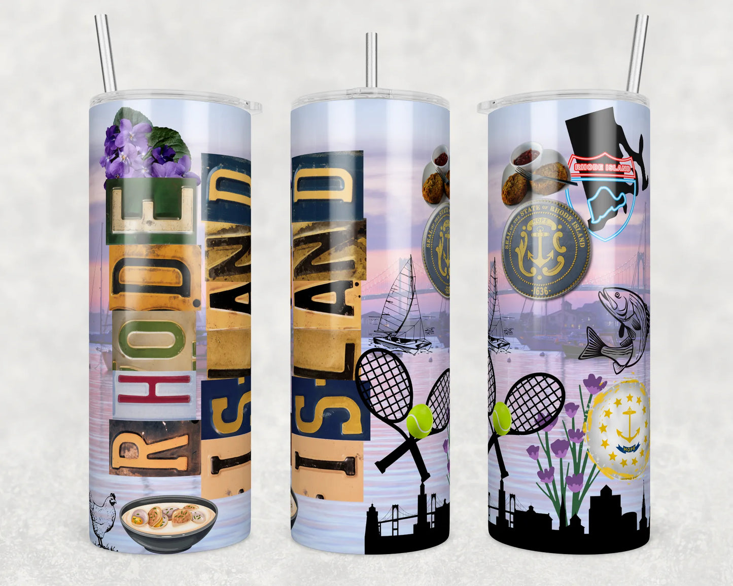 CUSTOMIZABLE REPRESENT STATE OF RHODE ISLAND TUMBLER - Crazy Kat Design Co