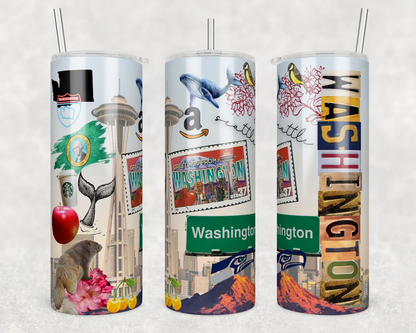 CUSTOMIZABLE REPRESENT STATE OF WASHINGTON HOT AND COLD TUMBLER - Crazy Kat Design Co