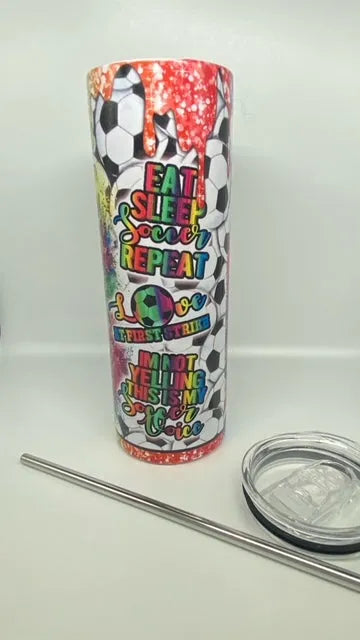 CUSTOMIZABLE SOCCER LIFE HOT AND COLD TUMBLER - Crazy Kat Design Co