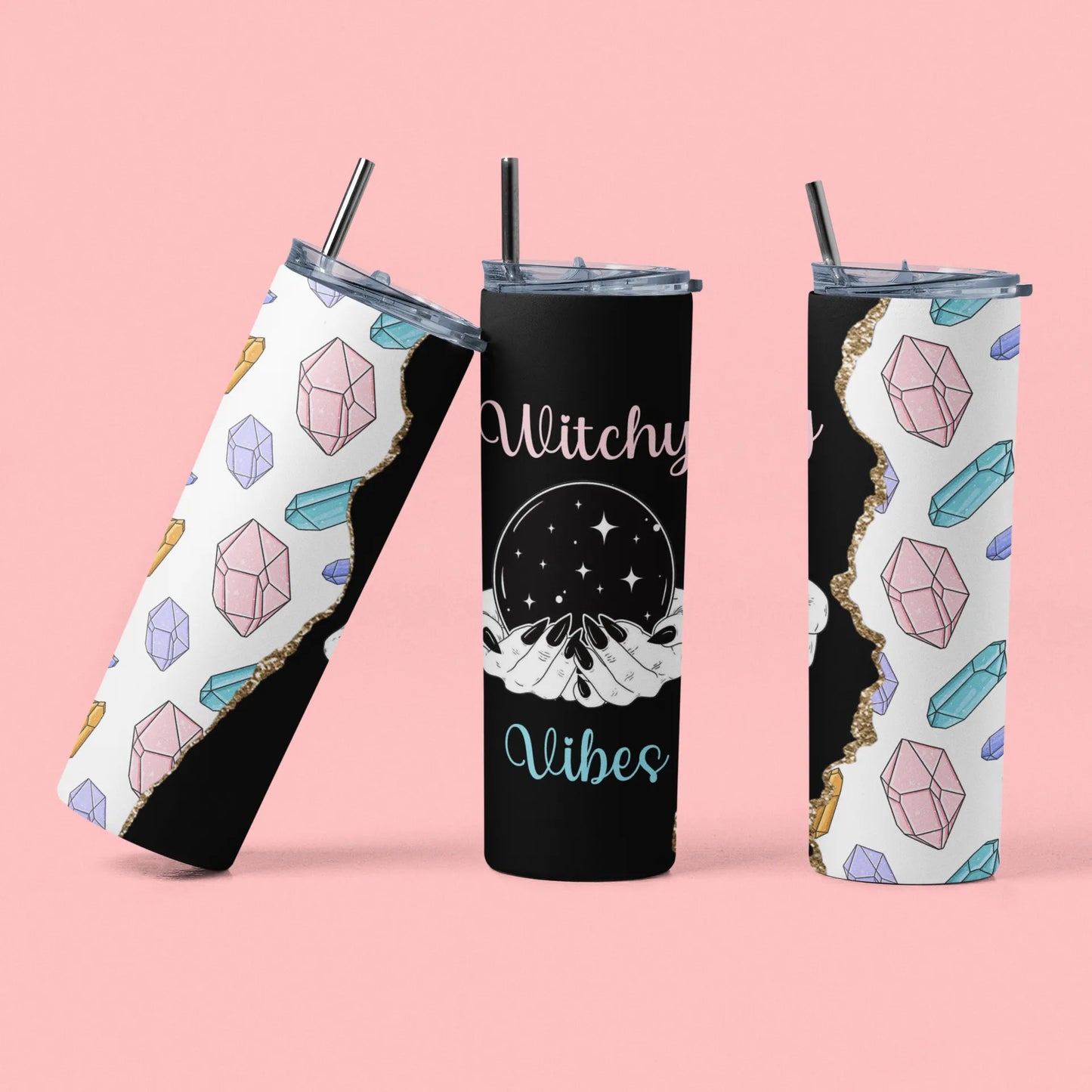 CUSTOMIZABLE WITCHY VIBES HOT AND COLD TUMBLER - Crazy Kat Design Co