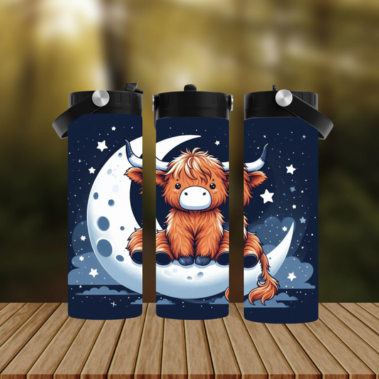 CUSTOMIZABLE HIGHLAND COW MOON HOT AND COLD TUMBLER