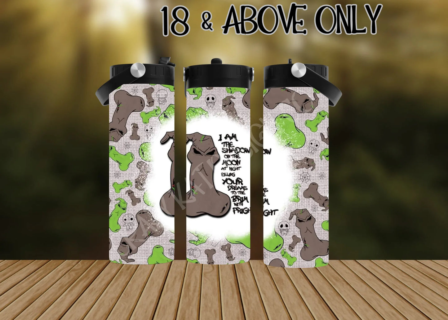 18+ ONLY CUSTOMIZABLE BROWN OOGIE BOOGIE D*CK HOT AND COLD TUMBLERS - Crazy Kat Design Co