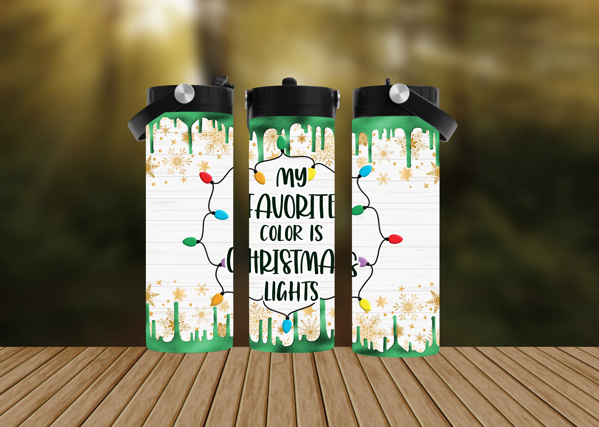 CUSTOMIZABLE MY FAVORITE COLOR IS CHRISTMAS LIGHTS HOT AND COLD TUMBLERS - Crazy Kat Design Co