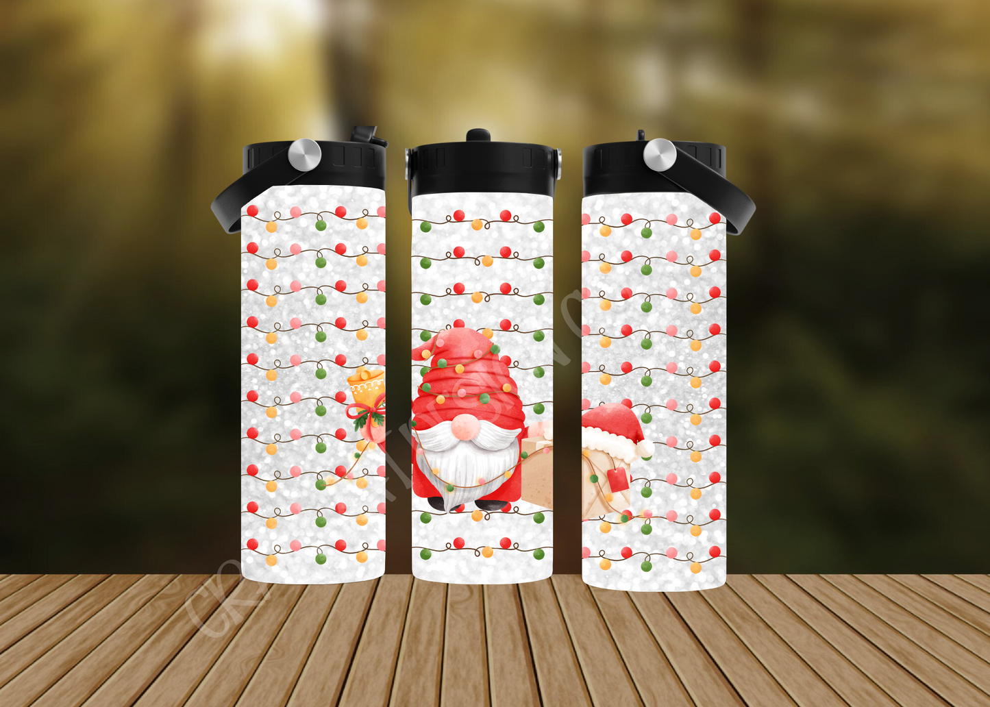 CUSTOMIZABLE GNOME CHRISTMAS LIGHTS HOT AND COLD TUMBLERS