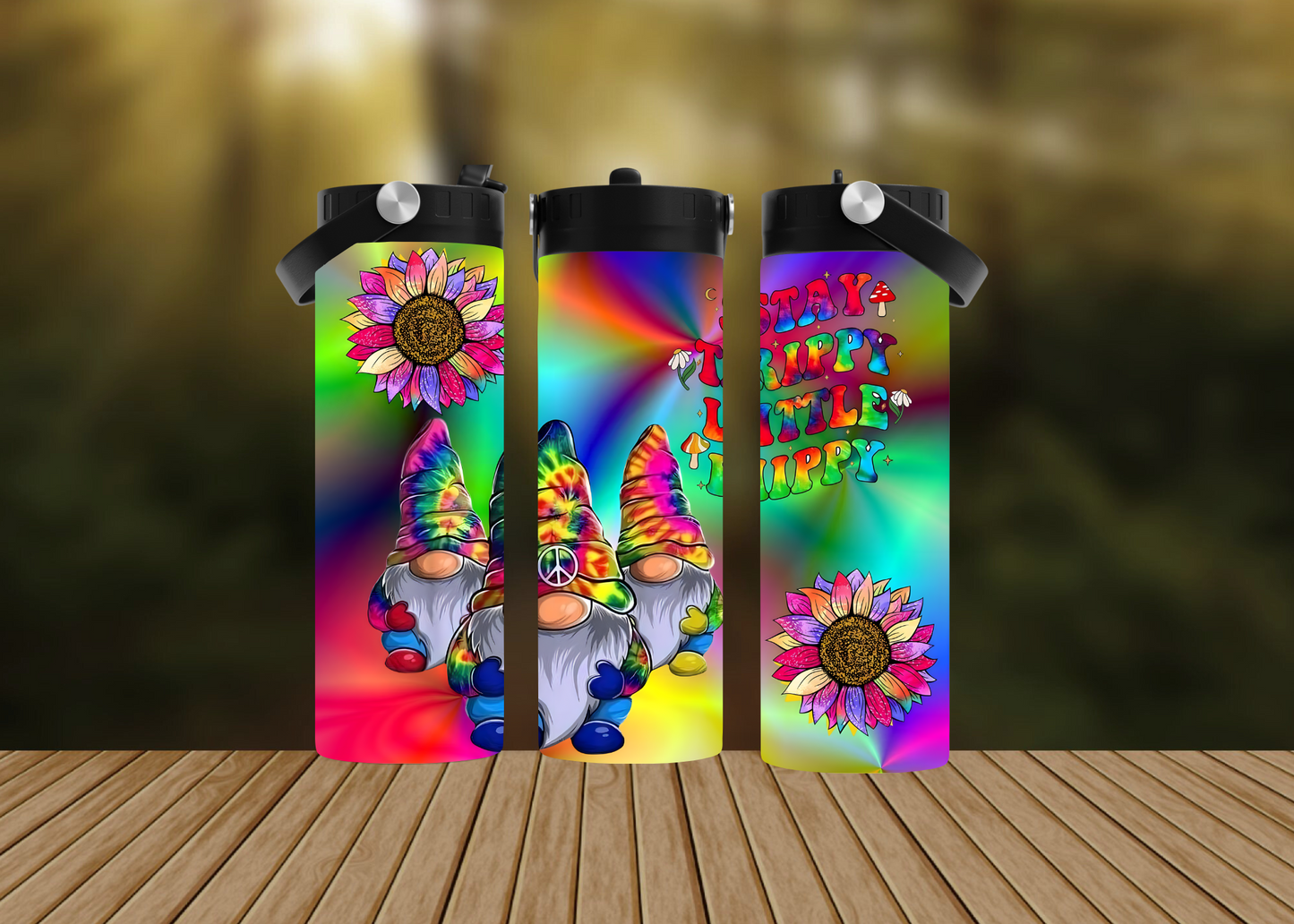 CUSTOMIZABLE GNOME STAY TRIPPY LITTLE HIPPIE HOT AND COLD TUMBLERS