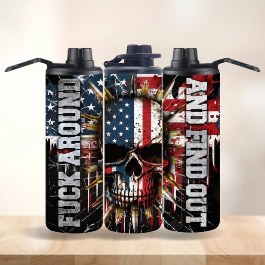 CUSTOMIZABLE F*CK AROUND AND FIND OUT SKULL HOT AND COLD TUMBLER - Crazy Kat Design Co