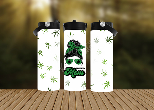 CUSTOMIZABLE MESSY BUN WEED MOM HOT AND COLD TUMBLERS