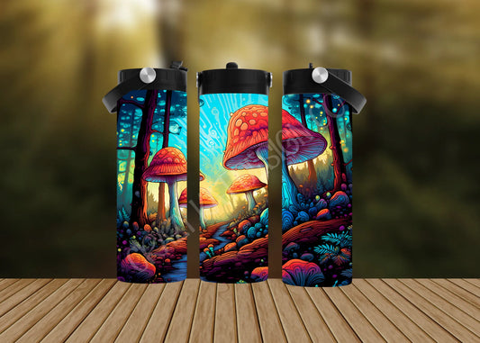CUSTOMIZABLE MUSHROOM FORREST SUNSET HOT AND COLD TUMBLERS - Crazy Kat Design Co