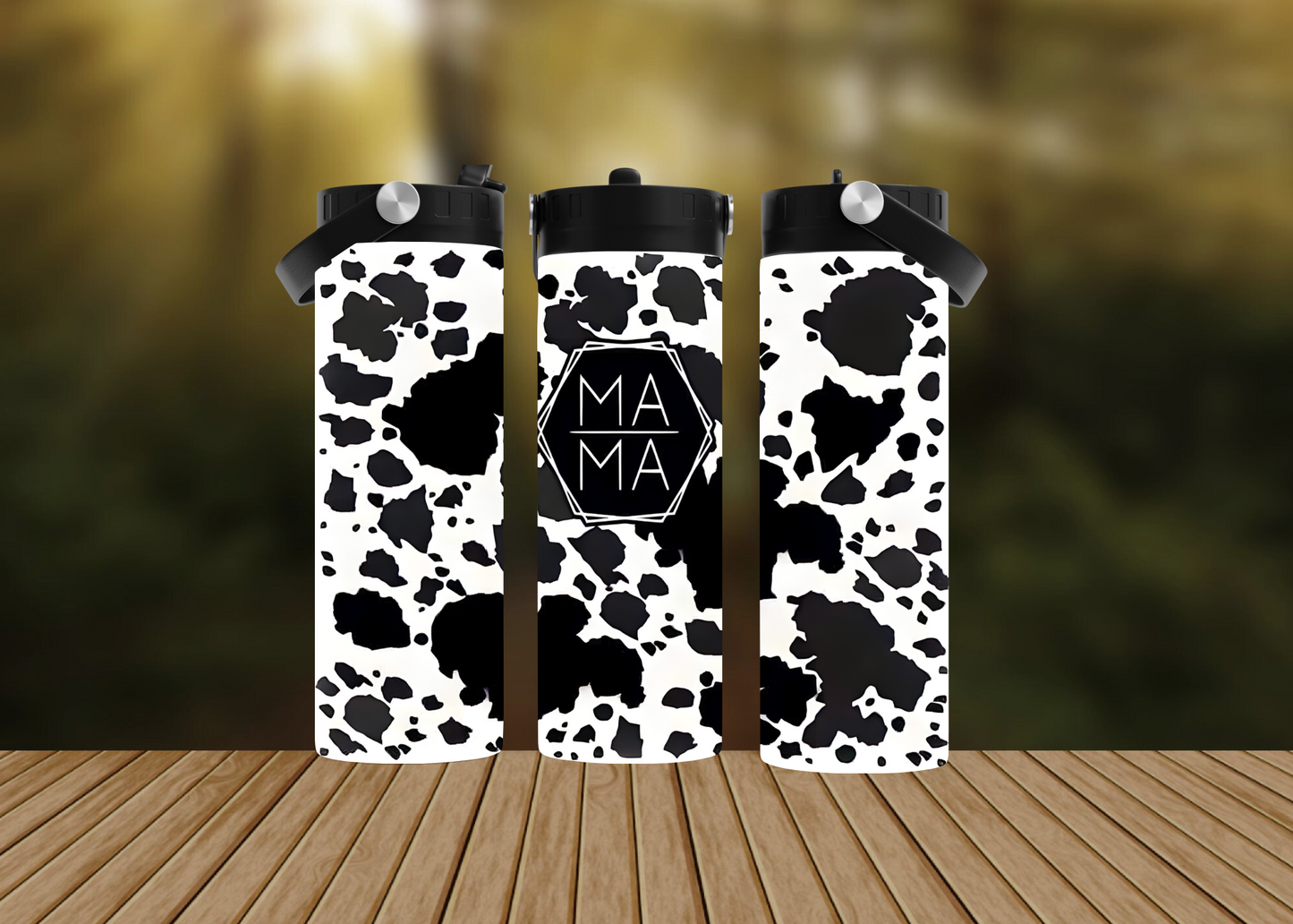 CUSTOMIZABLE MAMA COW PRINT  HOT AND COLD TUMBLERS