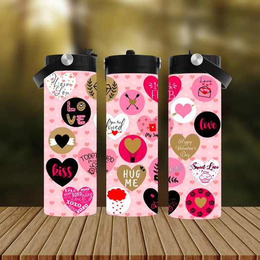 CUSTOMIZABLE HEARTS LOVE KISS HOT AND COLD TUMBLERS - Crazy Kat Design Co