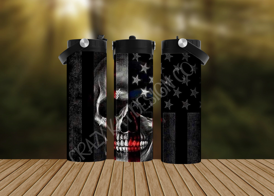 CUSTOMIZABLE SKULL AMERICAN FLAG HOT AND COLD TUMBLERS