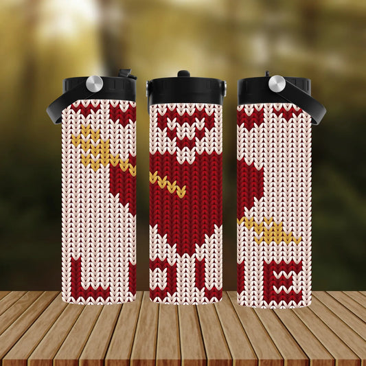 CUSTOMIZABLE VALENTINES DAY SWEATER HOT AND COLD TUMBLERS - Crazy Kat Design Co