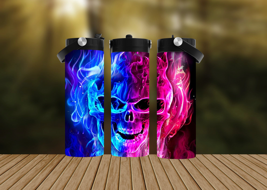 CUSTOMIZABLE FLAMING SKULLS HOT AND COLD TUMBLERS