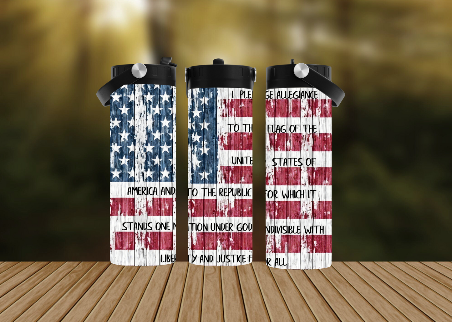 CUSTOMIZABLE PLEDGE OF ALLEGIANCE  HOT AND COLD TUMBLERS