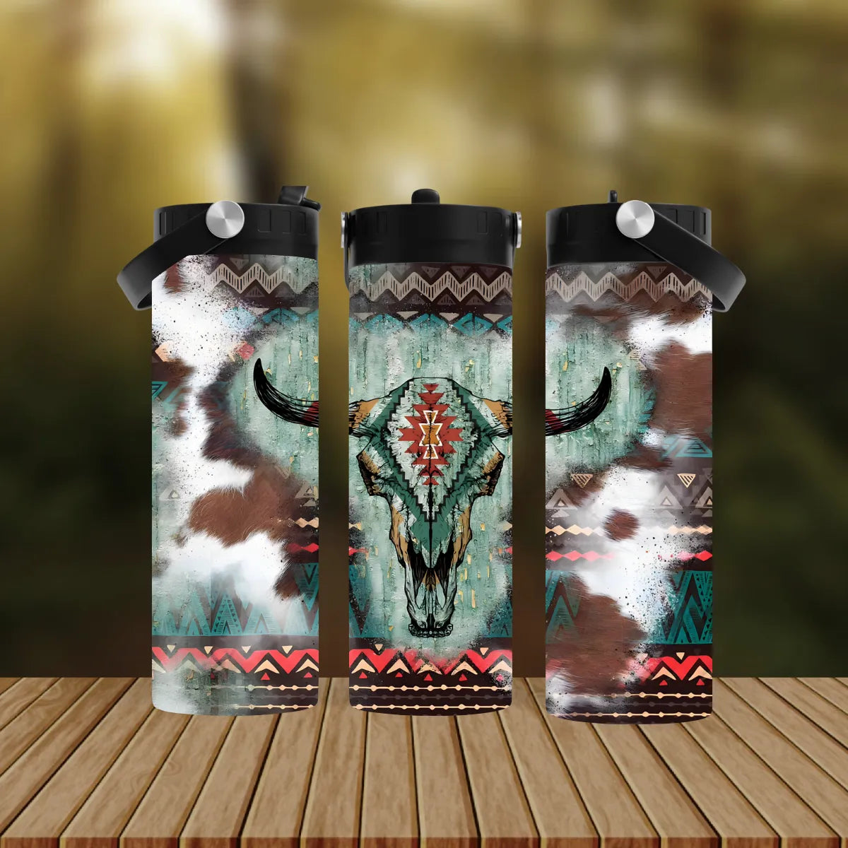 CUSTOMIZABLE BULL SKULL HOT AND COLD TUMBLER - Crazy Kat Design Co