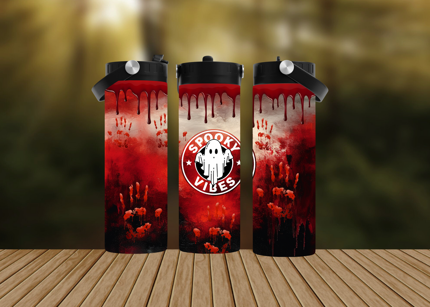 CUSTOMIZABLE SPOOKY VIBES BLOODY HOT AND COLD TUMBLERS - Crazy Kat Design Co