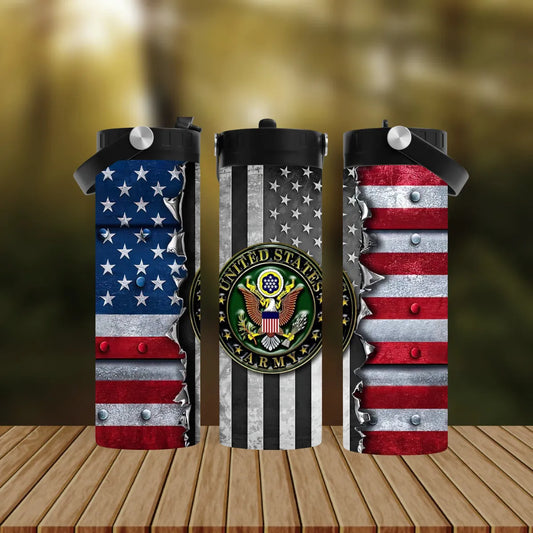CUSTOMIZABLE UNITED STATES ARMY AMERICAN FLAG HOT AND COLD TUMBLERS - Crazy Kat Design Co