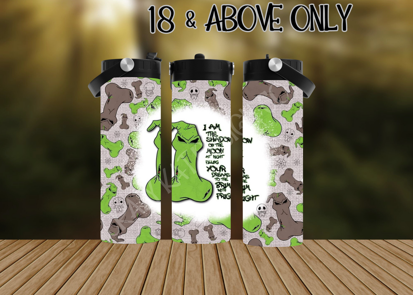 18+ ONLY CUSTOMIZABLE GREEN OOGIE BOOGIE D*CK HOT AND COLD TUMBLERS