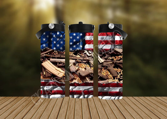 CUSTOMIZABLE 2ND AMENDMENT GUNS AND FLAG HOT AND COLD TUMBLERS - Crazy Kat Design Co