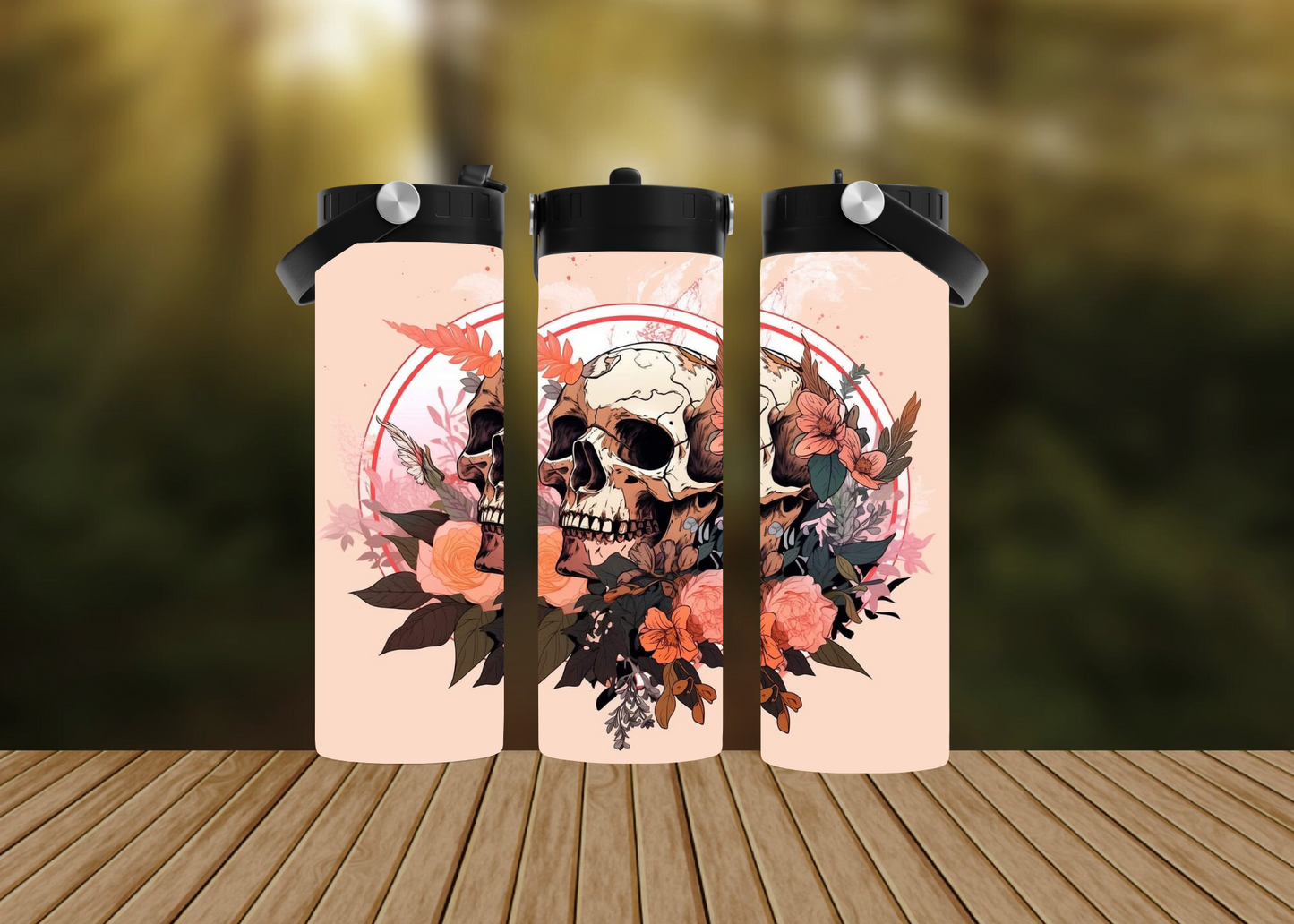 CUSTOMIZABLE SKULLS FLOWERS HOT AND COLD TUMBLERS