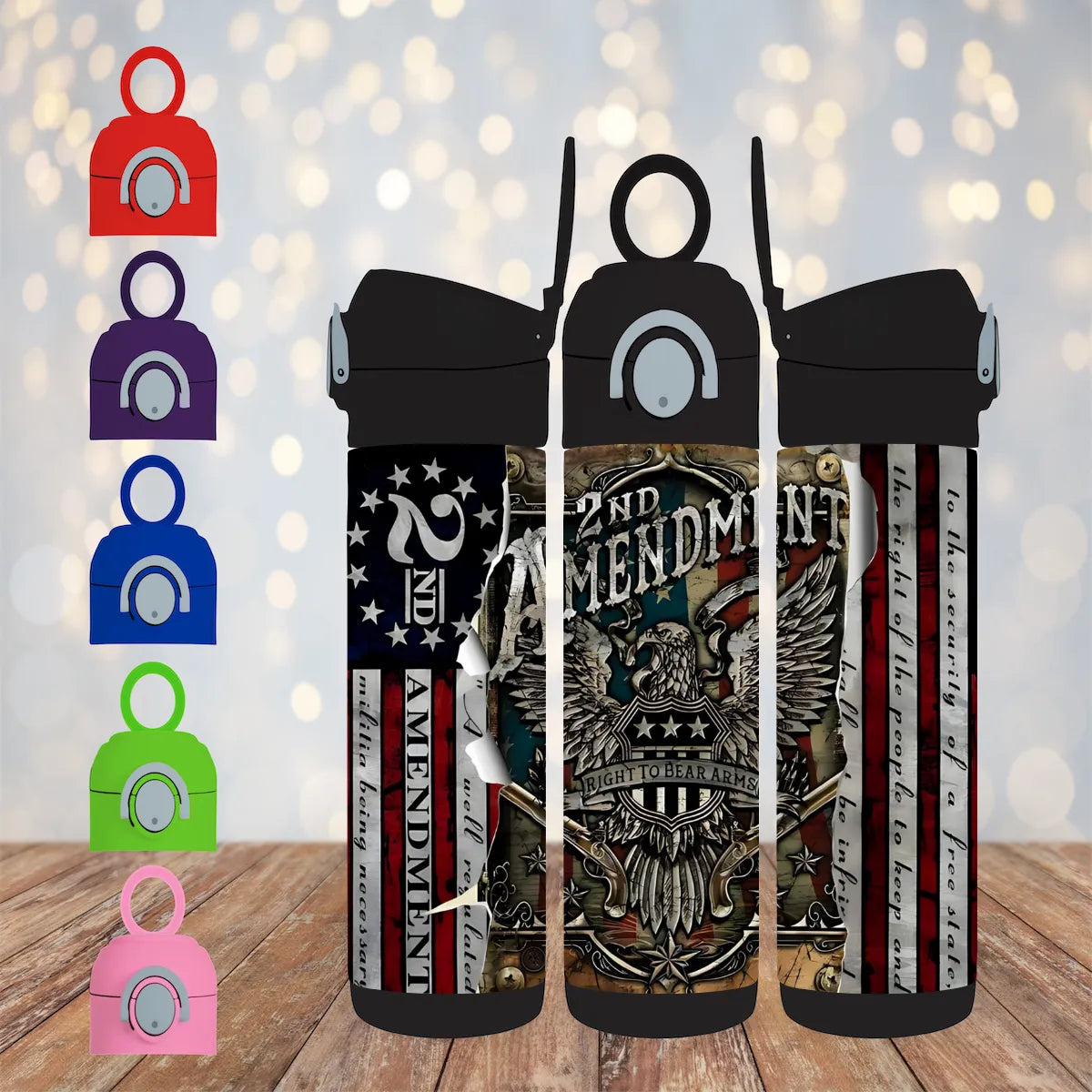 CUSTOMIZABLE 2ND AMENDMENT AMERICAN FLAG HOT AND COLD TUMBLER - Crazy Kat Design Co